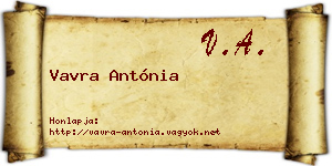 Vavra Antónia névjegykártya